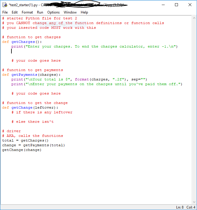 program that can take in charges until the user chooses to quit