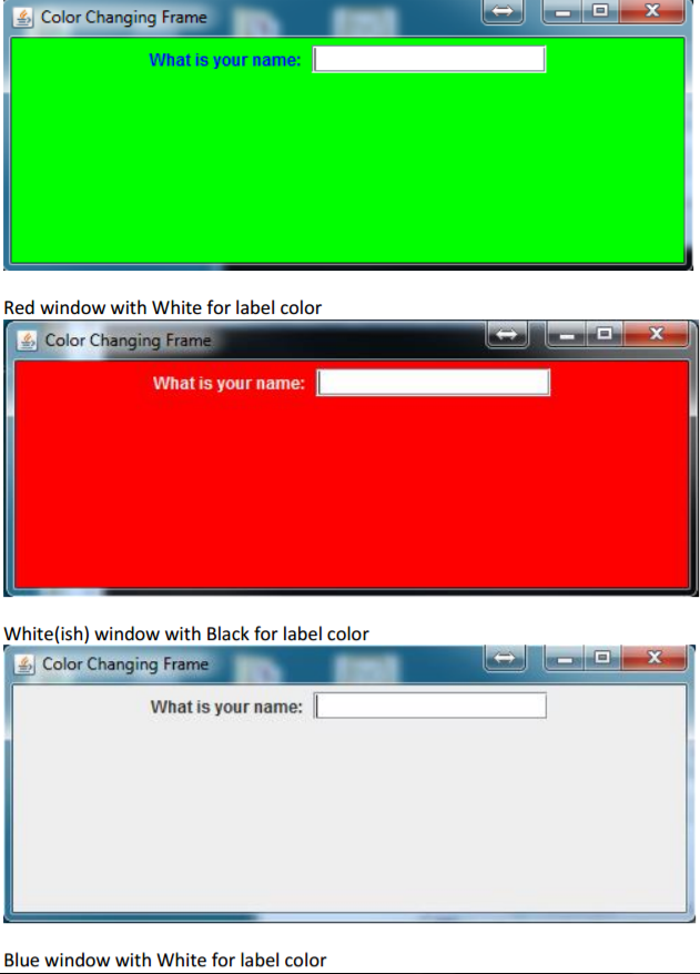show a message and a randomly chosen color. This random color is