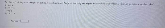  7) Le p'Driving over 70 mph', 'getting a speeding ticket'. Write