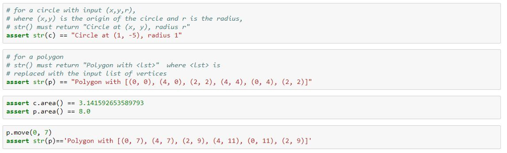Circle and Polygon. Classes Circle and Polygon should inherit from Shape. Question