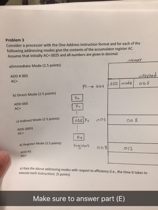  Consider a processor with the One-Address instruction format and for each