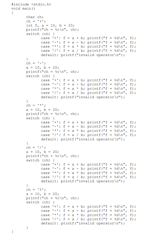 Programming in C | Instead of repeating the same code five times