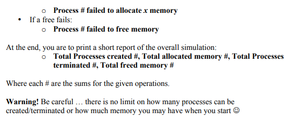 allocated for a given process when a user starts a program. The