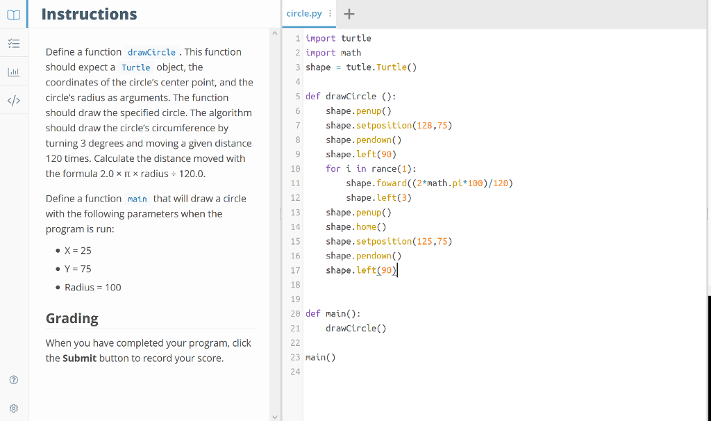  Programming Exercise 7.1 Phython Except the code doesnt work, at least