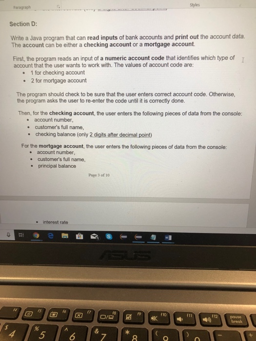 a checking account. Each customer who gets a mortgage loan from the