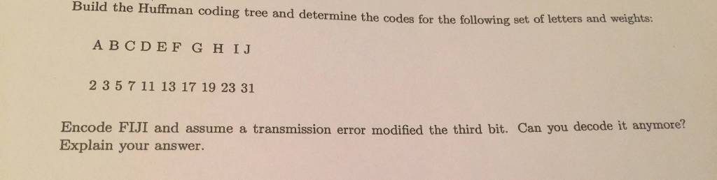 data structure Build the Huffman coding tree and determine the codes for