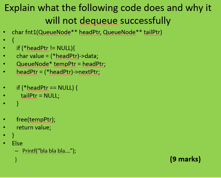  Explain what the following code does and why it will not
