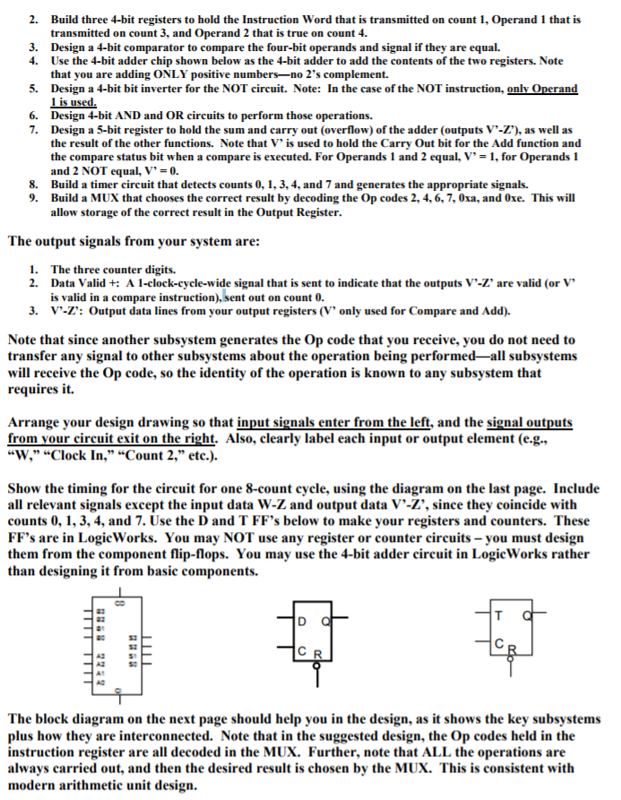 perform 6 instructions: Add, XOR, AND, OR, NOT, and Compare. That is,