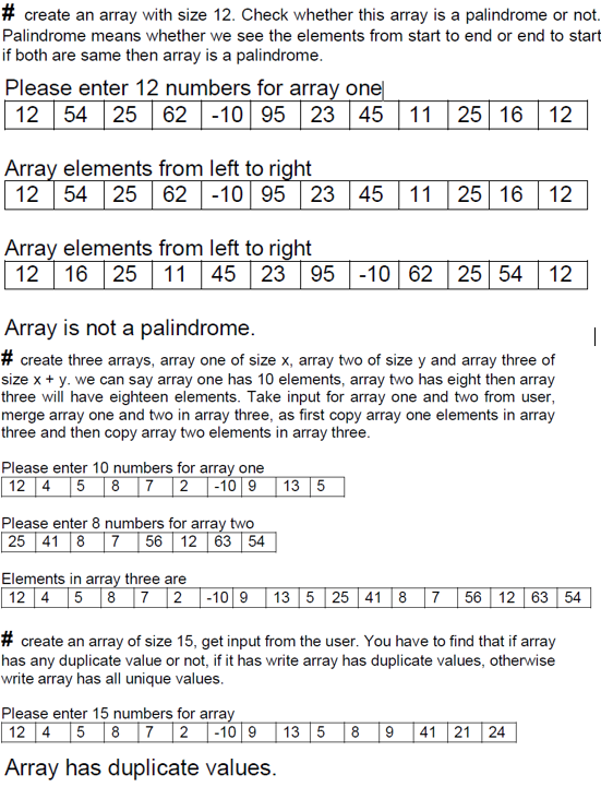 Question 1 Question 2 Question 3 C++ Program only use array and