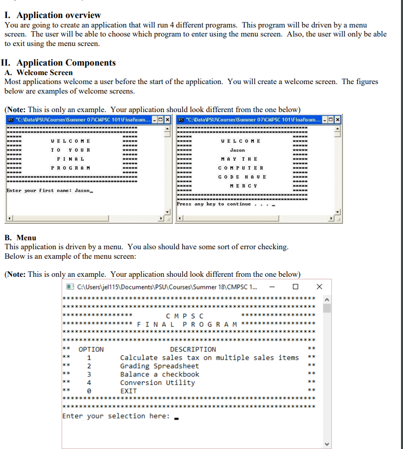 I. Application overview You are going to create an application that
