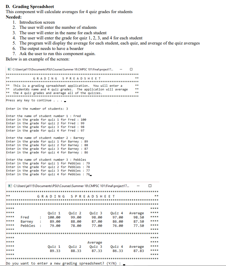 menu screen. The user will be able to choose which program to
