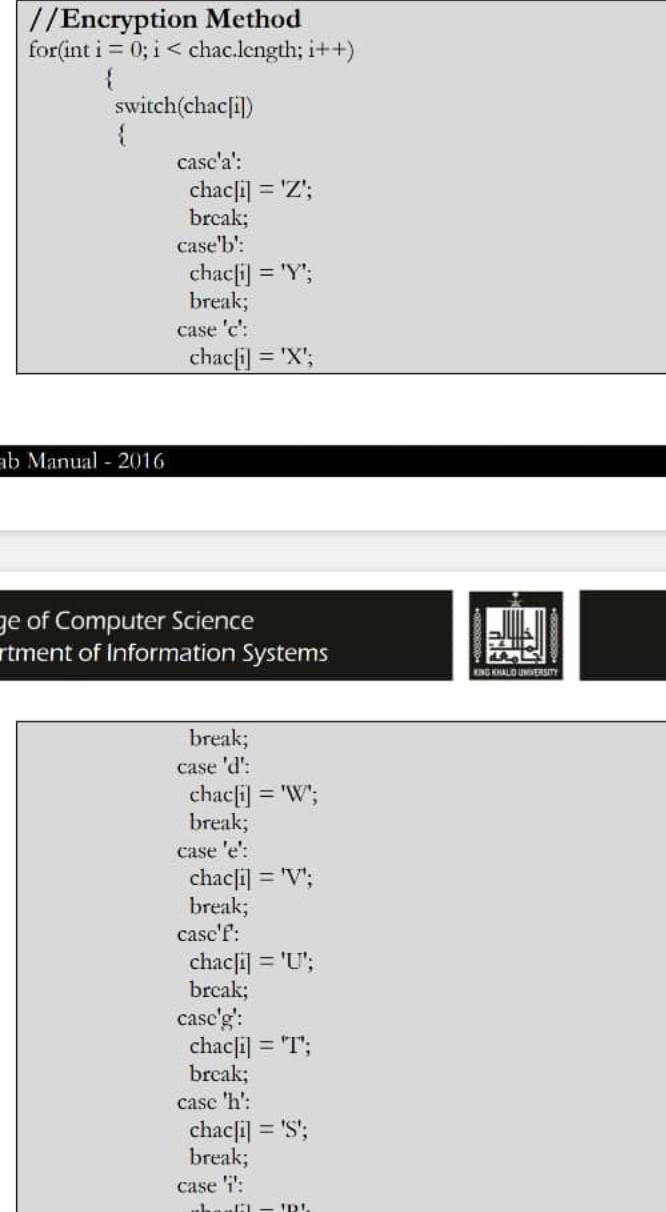 on functionality of lab 4 program using Mono Cipher Alphabetic Technique using