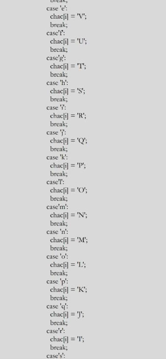 Switch statement in Java LAB 4 Program: Implementation of encrypt method using