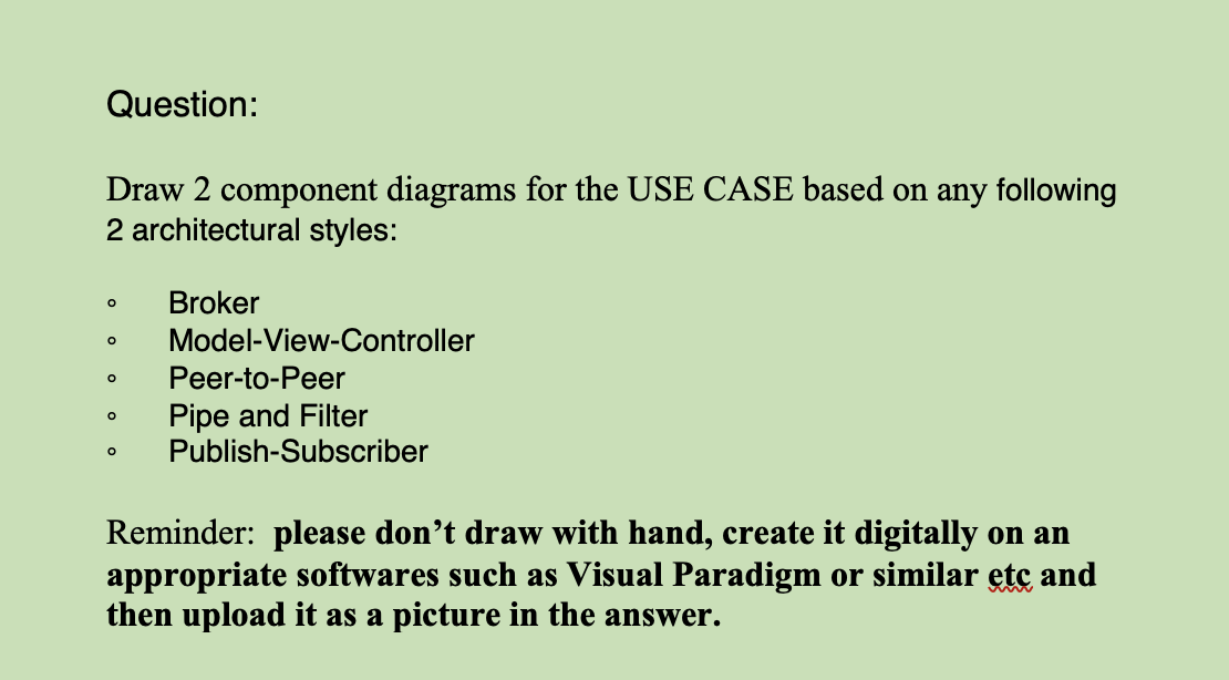 application: The following is a description for a use case from above
