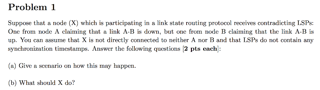 Problem 1 Suppose that a node (X) which is participating in