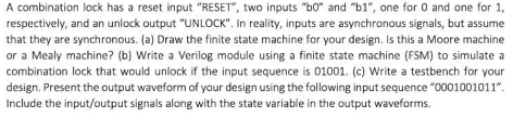  A combination lock has a reset input "RESET", two inputs "bo"