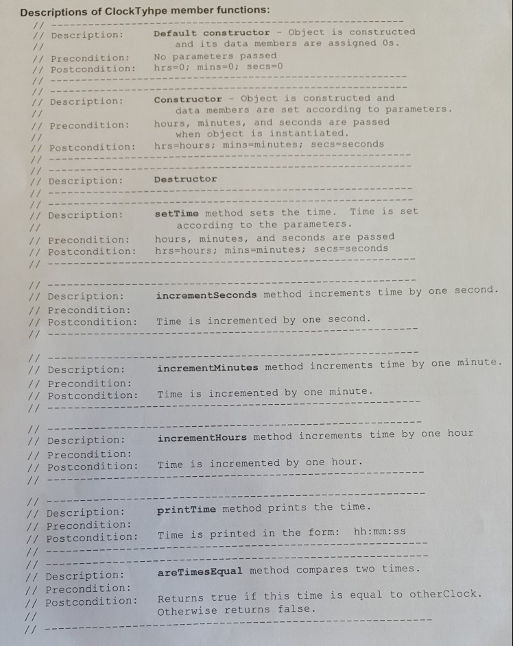 and year - Methods: o Default Constructor No parameters are passed from