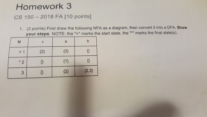  Homework 3 CS 150- 2018 FA [10 points] (2 points) First