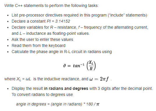 Write C++ statements to perform the following tasks: List pre-processor directives