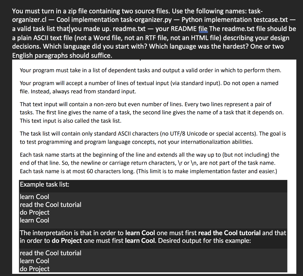  a valid task list that|you made up. readme.txt - your README
