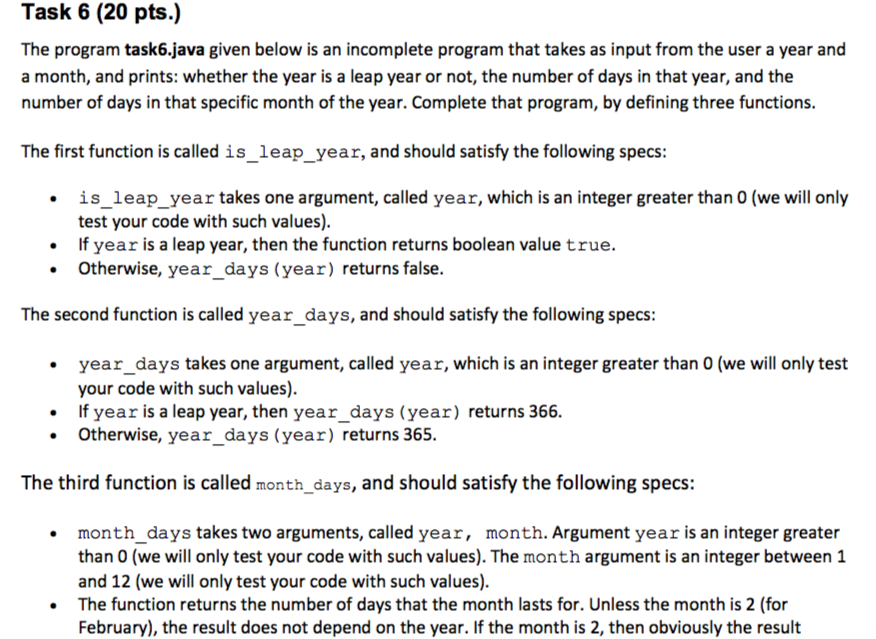  Task 6 (20 pts.) The program task6.java given below is an