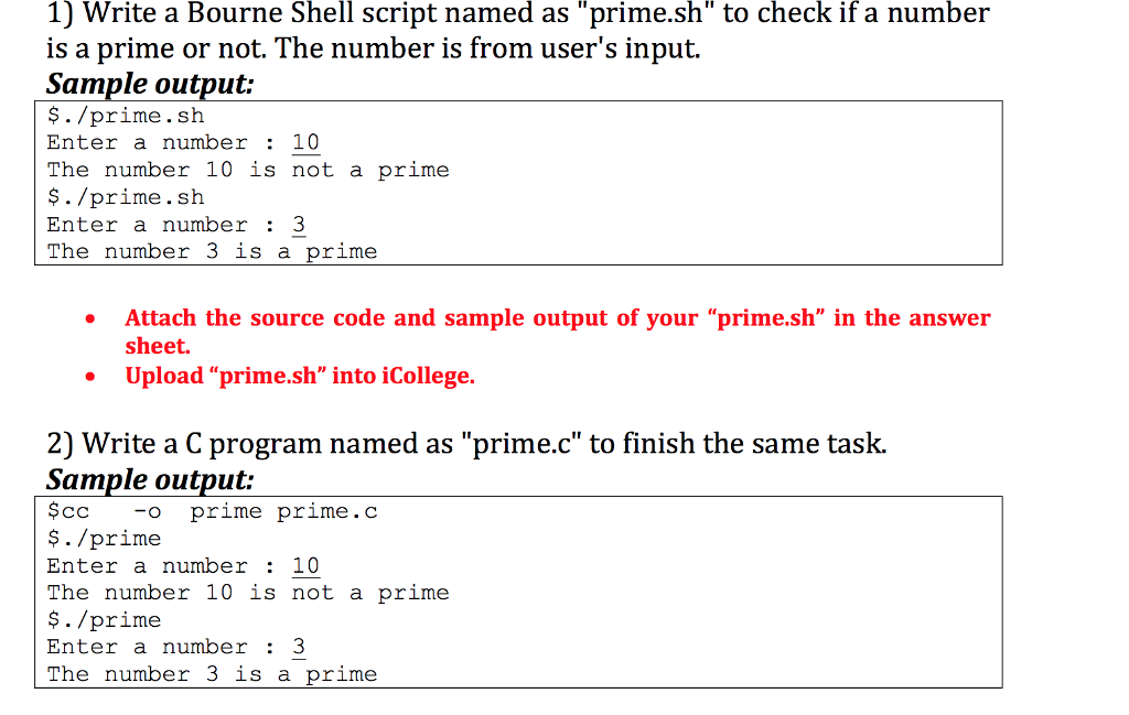  Write a Bourne Shell script named as "prime.sh" to check if