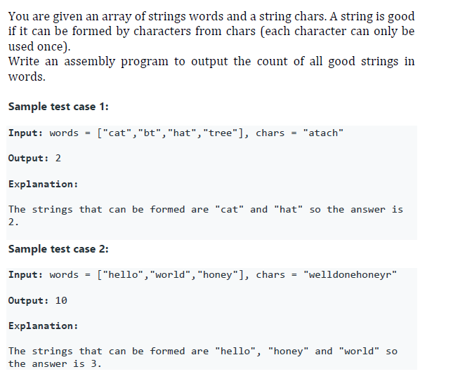 Write in MIPS Assembly You are given an array of strings words