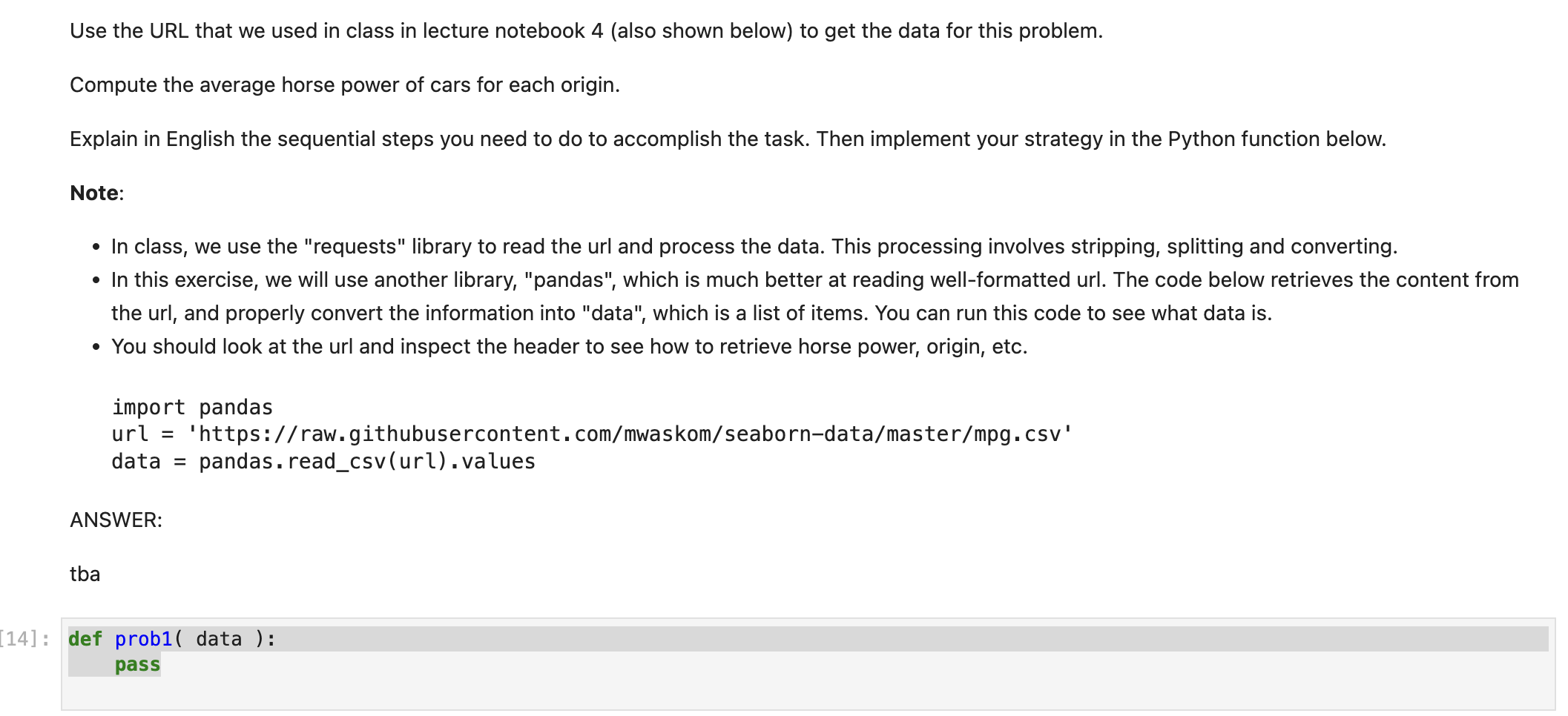 Please use clear handwriting and use Python. Thank you! Use the URL