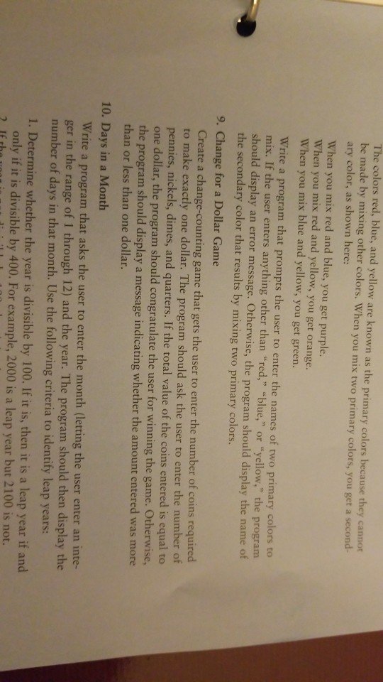 using c++ Change for a dollar program #9 using c++ The colors