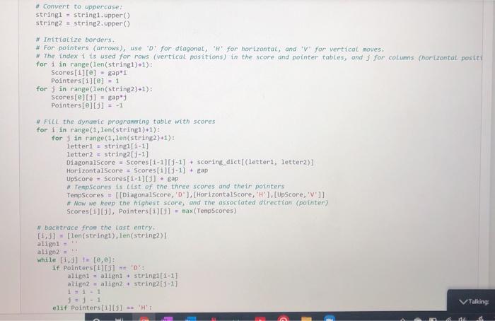 the Needleman-Wunsch implementation below to the Smith-Waterman algorithm (ie from global to