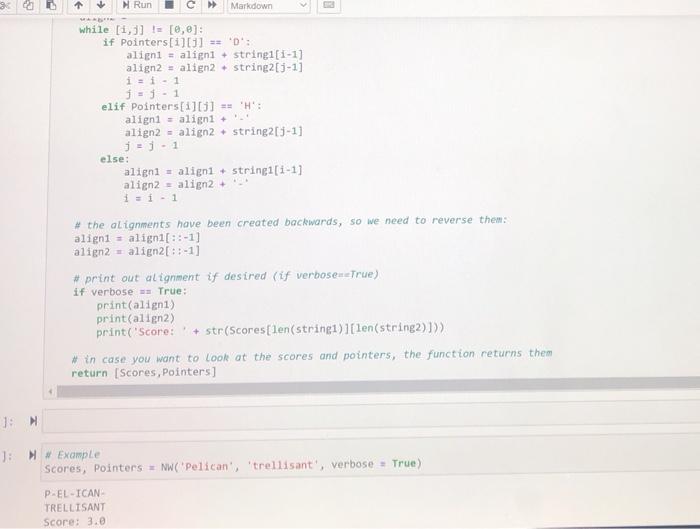 local alignment), change the score in each cell so that it is