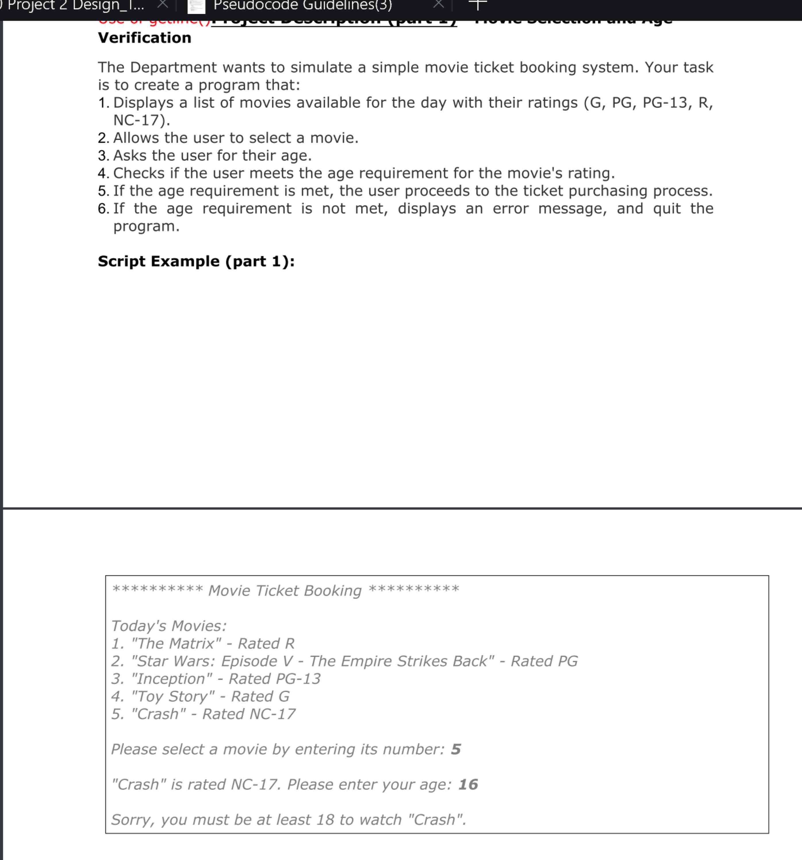  create a c++ code using the following information: The Department wants