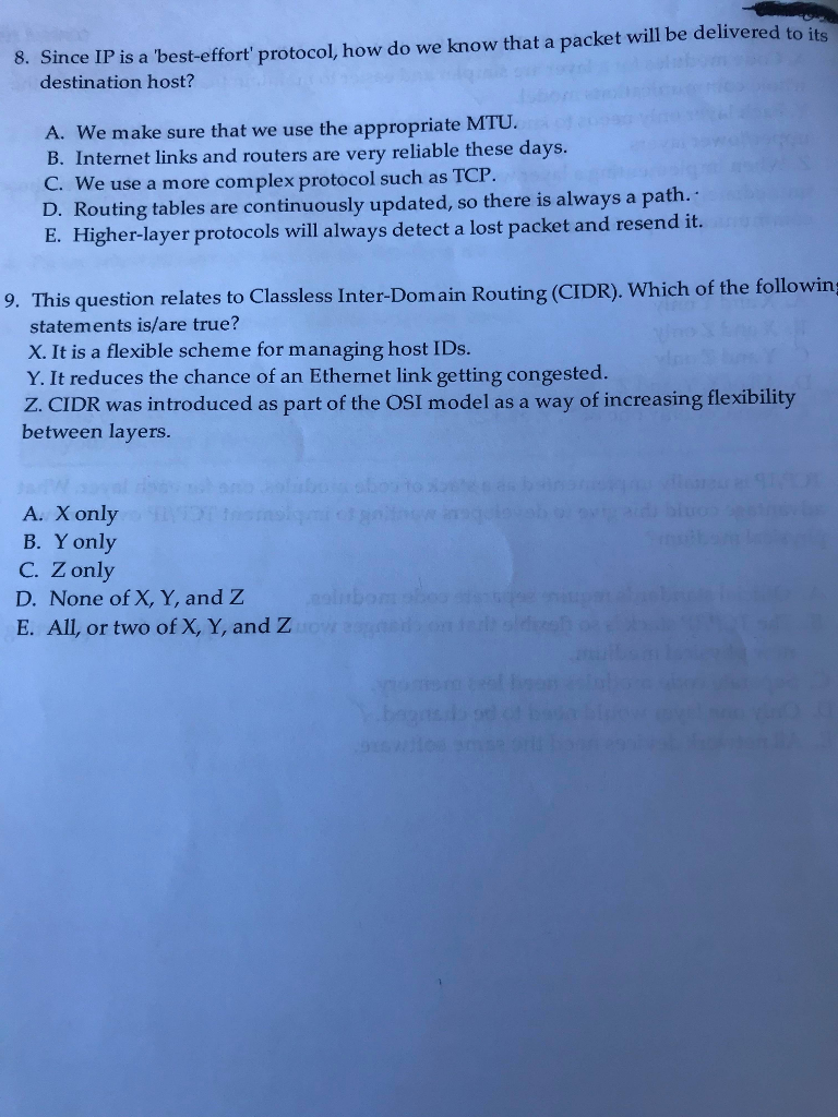  8. Since IP is a best-effort' protocol, how do we know