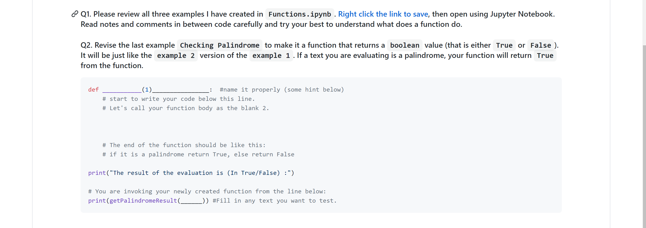 Please type the code and send Q1. Please review all three examples