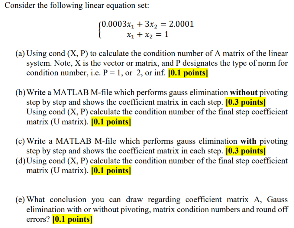 can you please solve part d and e Consider the following linear
