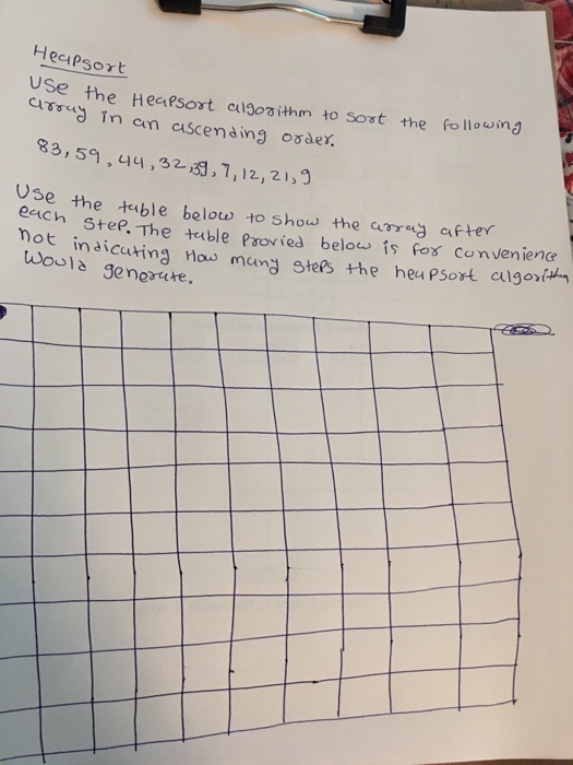  heapsort Use the Heap sort algorithm to sort the following array