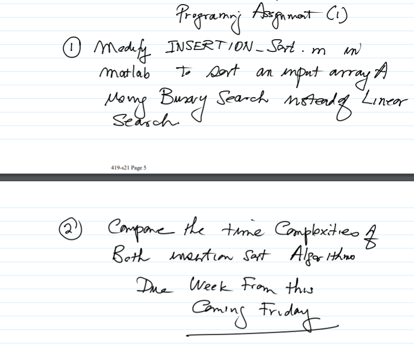  m in Programing Assignment (1) O Mediff INSERTION Sat.m to sort