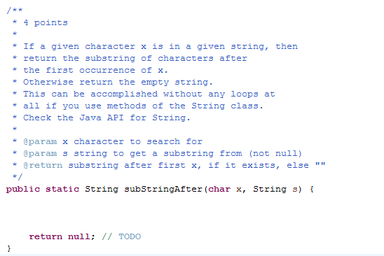 * 4 points * If a given character x is in
