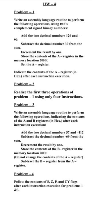 i want problem 3 HW-4 Problem - 1 Write an assembly language