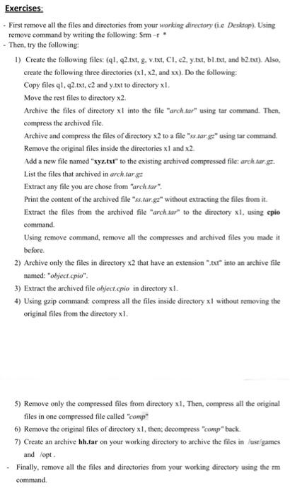 please solve from (2 to 7) in ubuntu Exercises - First remove
