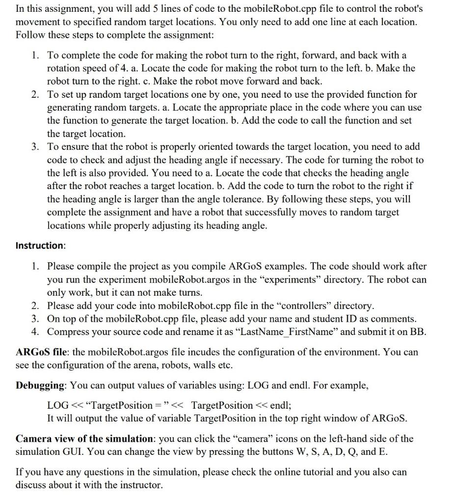  In this assignment, you will add 5 lines of code to