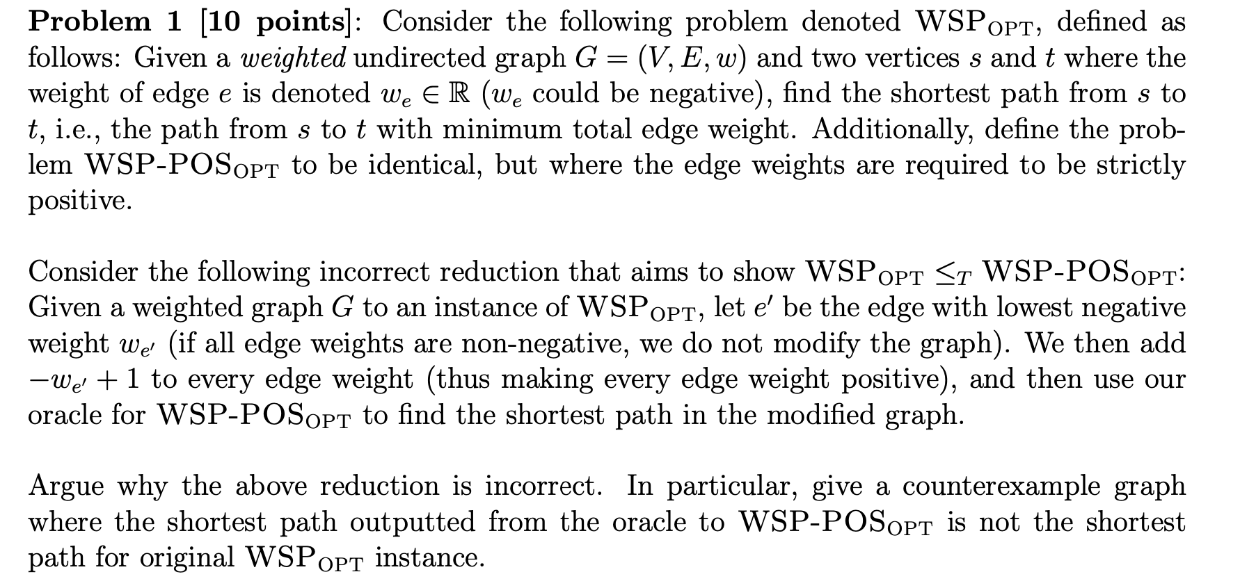  S 2 Problem 1 (10 points]: Consider the following problem denoted