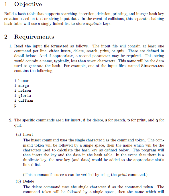 CODED IN JAVA. USE HORNER'S HASHING RULE AS NOTED BELOW. 1 Objective