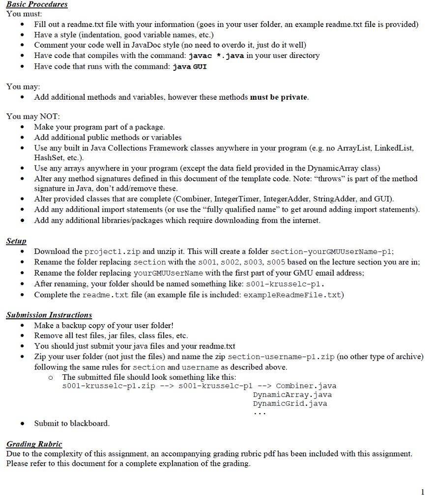  Basic Procedures You must Fill out a readme.txt file with your
