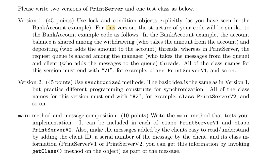 new LinkedList(); public PrintServer) new Thread(this).start); public void printRequest (String s) t
