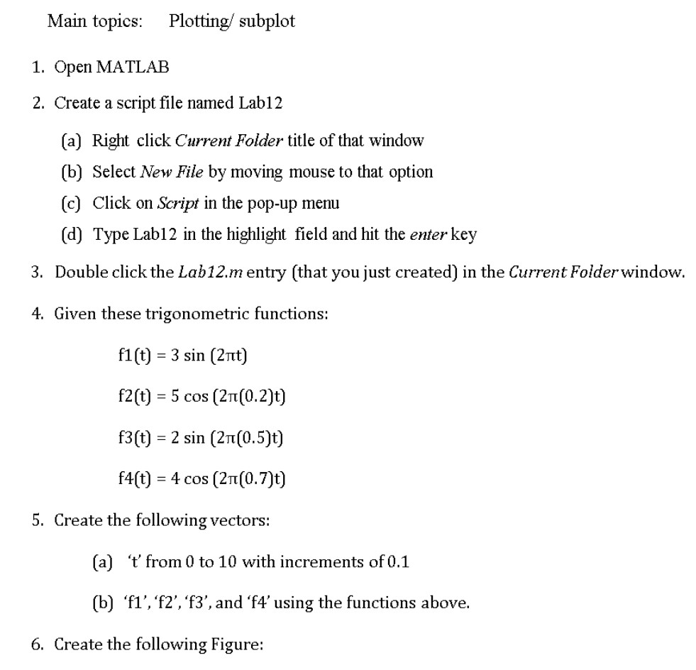 TYPE THE SCREPT & FUNCTION,AND SHOW IF ITS WORK Main topics: Plotting/