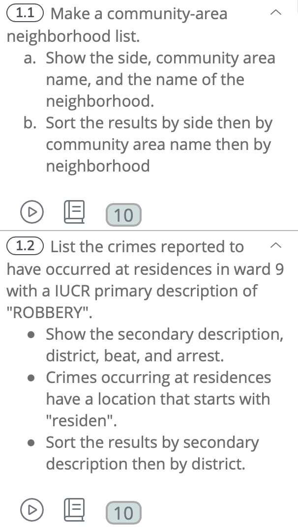 Join Queries Assessment This database contains data about crimes reported in the