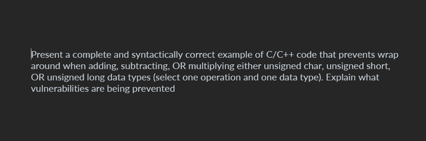  Present a complete and syntactically correct example of C/C++ code that