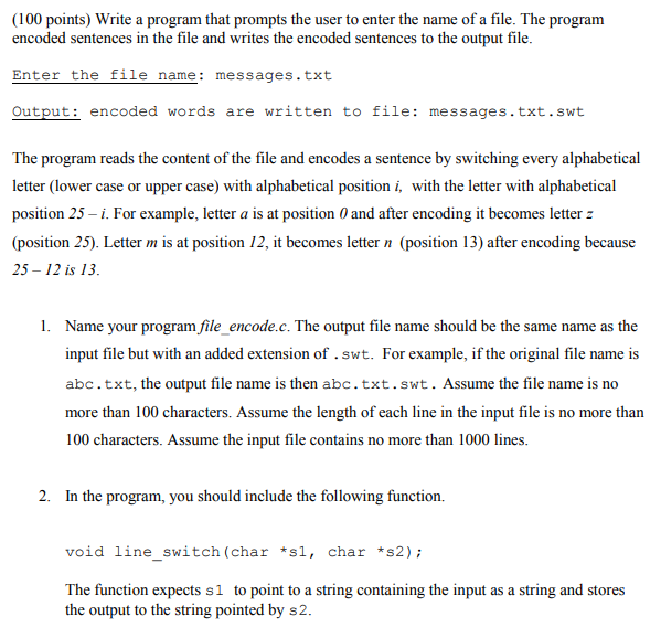  (100 points) Write a program that prompts the user to enter