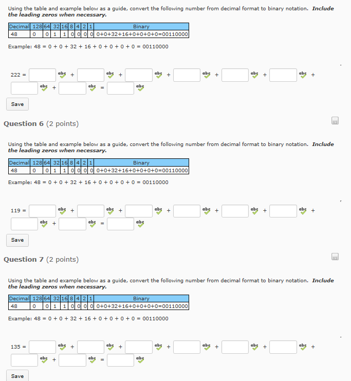  IP Addressing Using the table and example below as a guide,